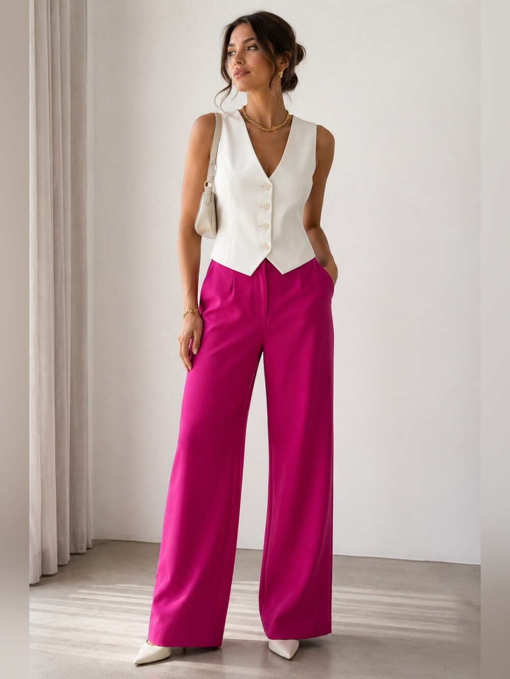 Joie Magenta Wide-Leg Tailored Dress Pants Size 8
